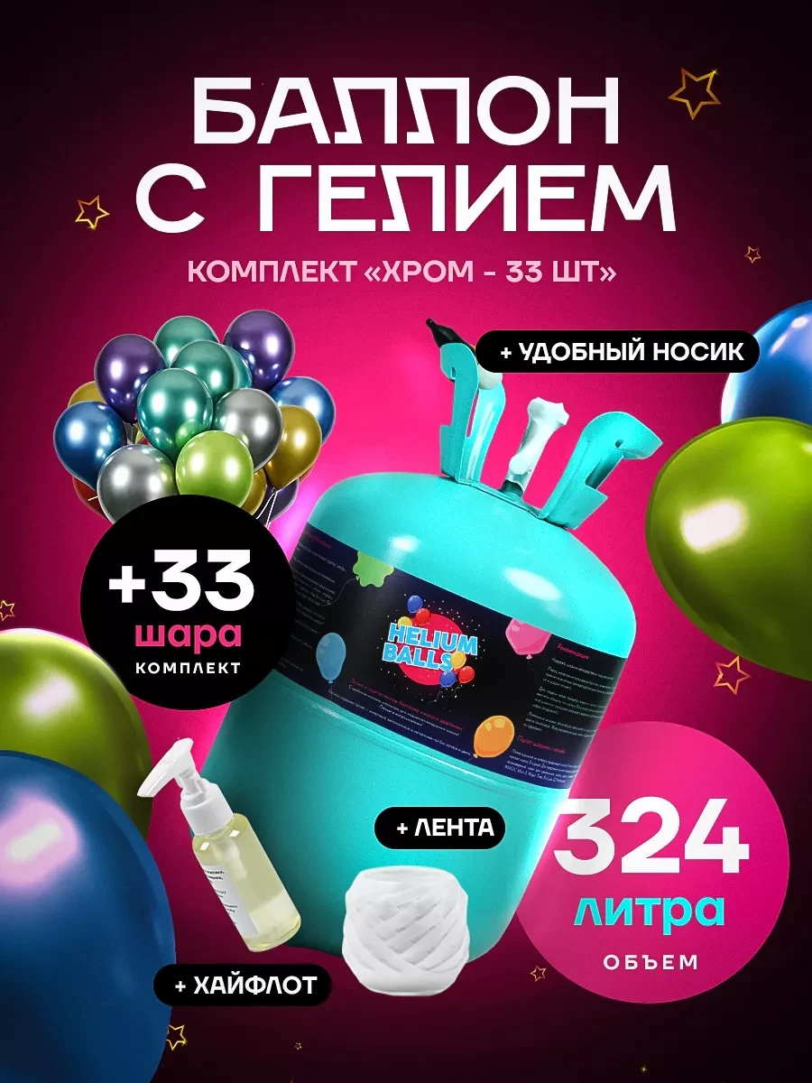 Набор для надувания воздушных шаров для праздника хром
