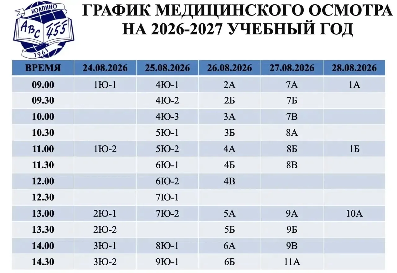 МЕДИЦИНСКИЙ ОСМОТР 2026-2027 УЧЕБНЫЙ ГОД