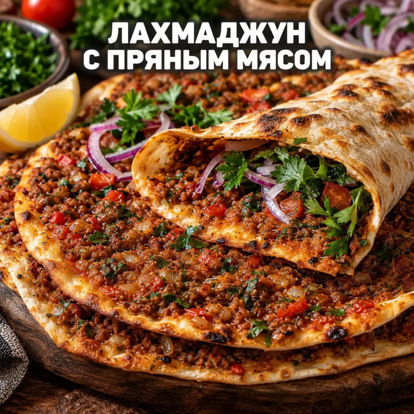 🫓 ЛАХМАДЖУН С ПРЯНЫМ МЯСОМ