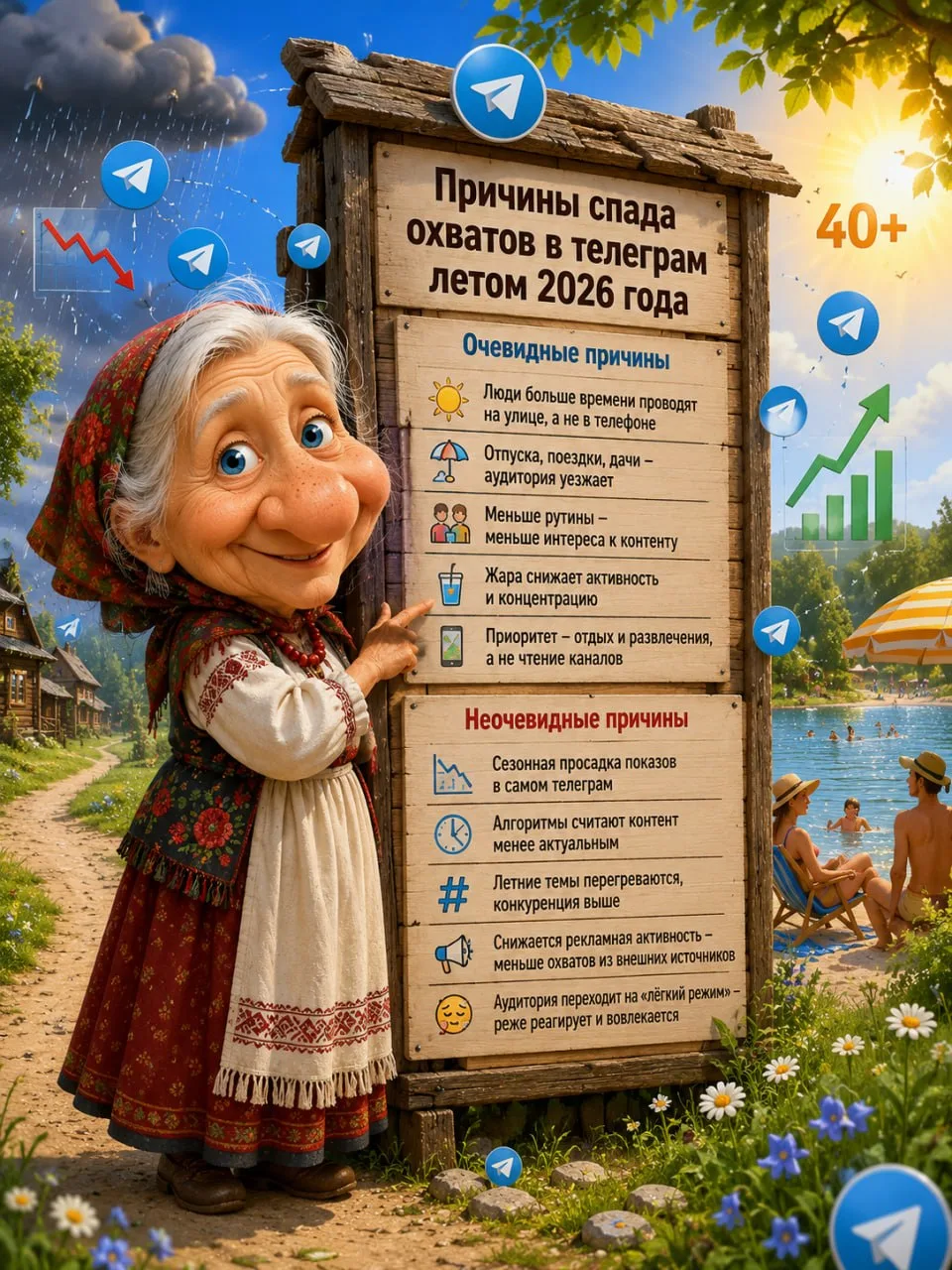 Летом упали охваты в телеграм? Спокойно, вы не одни

Каждое лето похожая история: просмотров станови