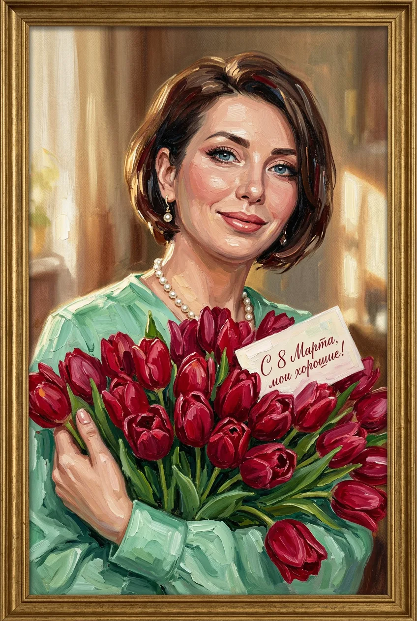 🌷 Масляная открытка на 8 марта 🌷