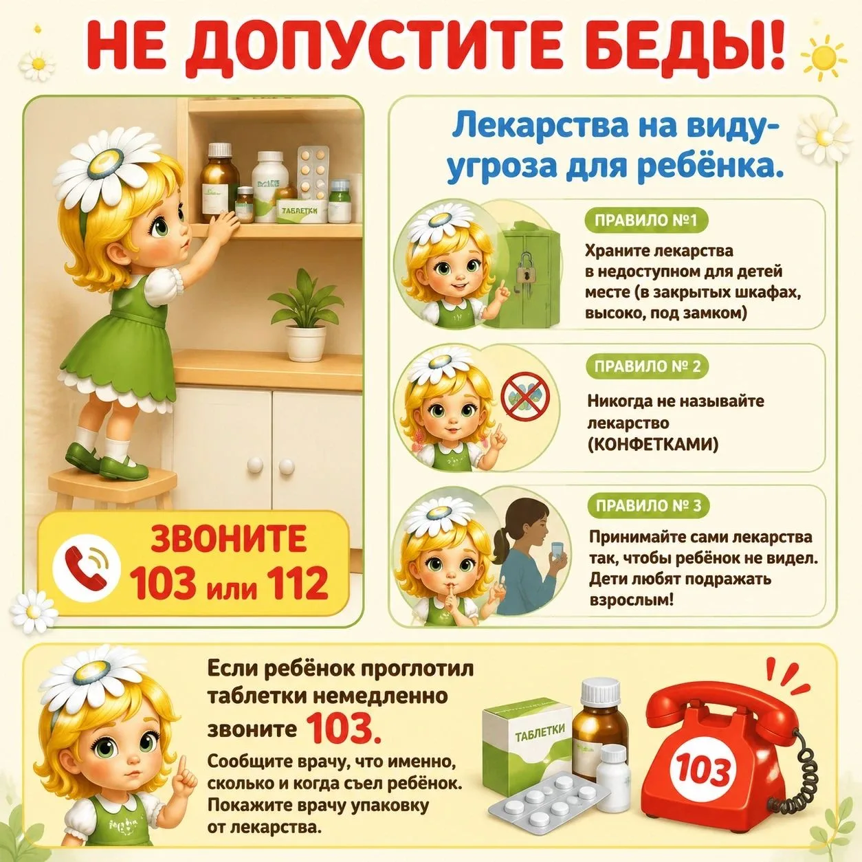 🚨 Лекарства — угроза для ребёнка! 🚨