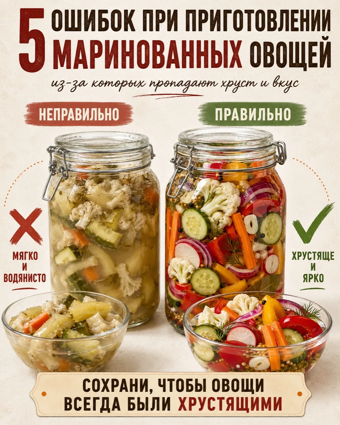 Почему домашние маринованные овощи иногда становятся мягкими, водянистыми или почти не ...