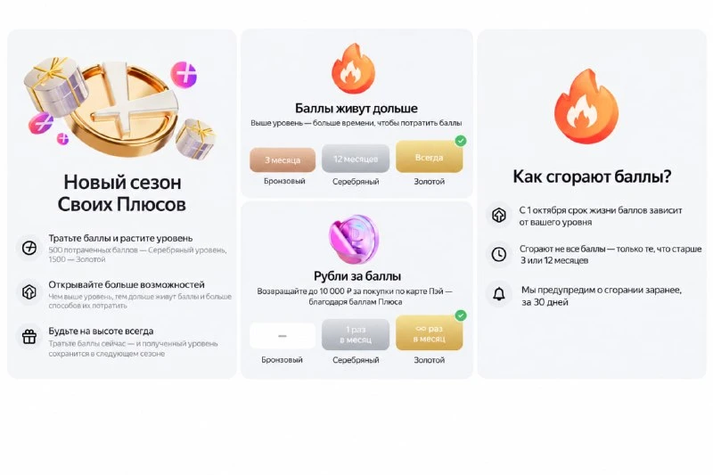 Баллы Яндекс Плюса теперь сгорают, даже если подписка активна. Срок их жизни зависит от...