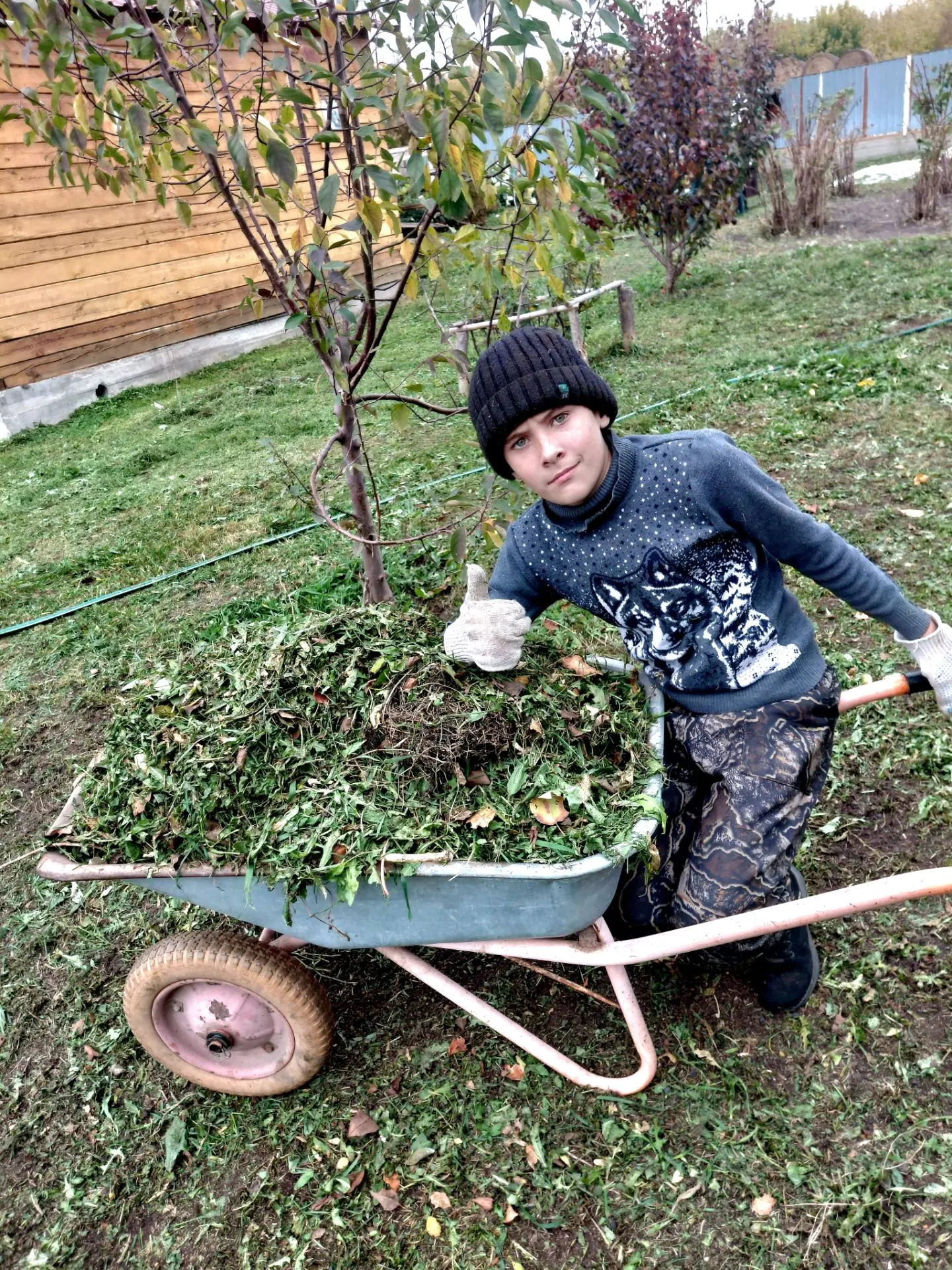 Потрудились на славу💪Дима выкосил всю территорию, мы с Олегом всё убрали🤗
