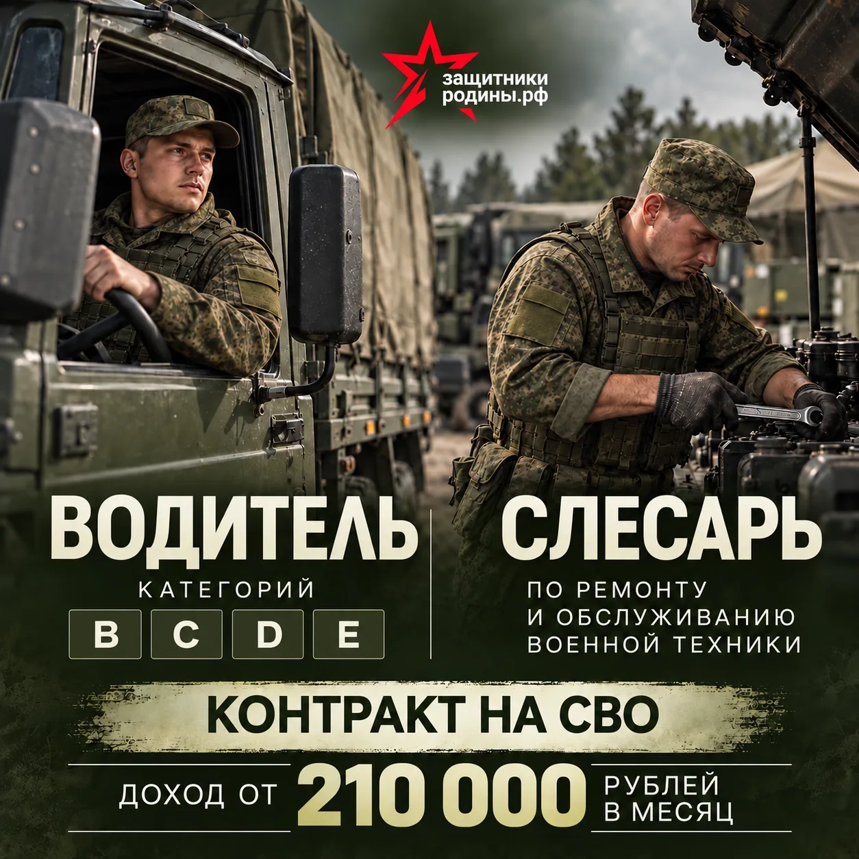 Вакансии в тыл на СВО для мужчин от 18 до 55 лет.