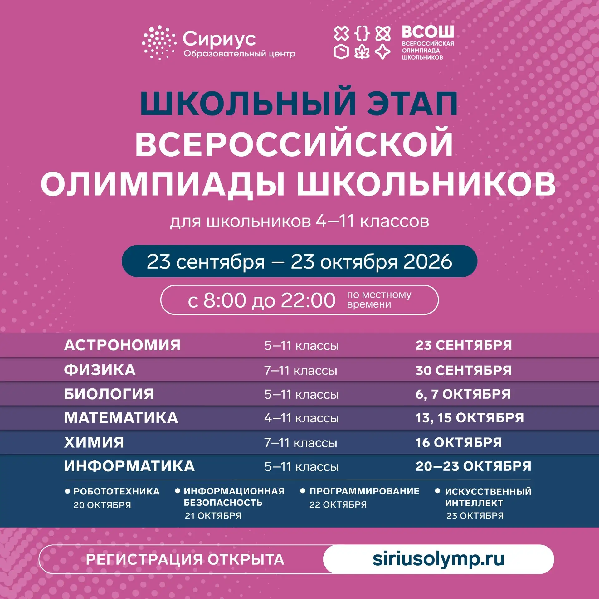 С 23 сентября по 23 октября для школьников Тверского региона стартует школьный этап Все...