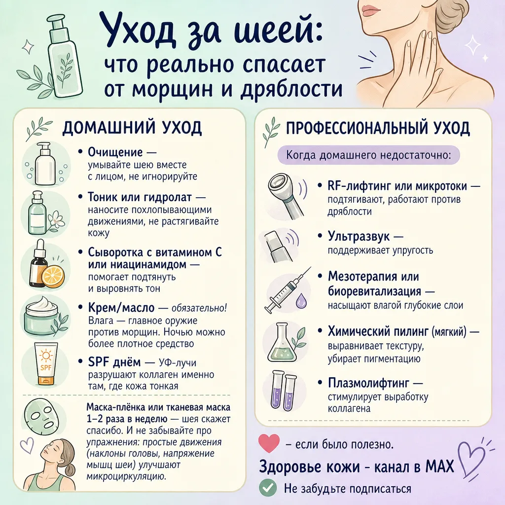 🧴 Уход за шеей: что реально спасает от морщин и дряблости