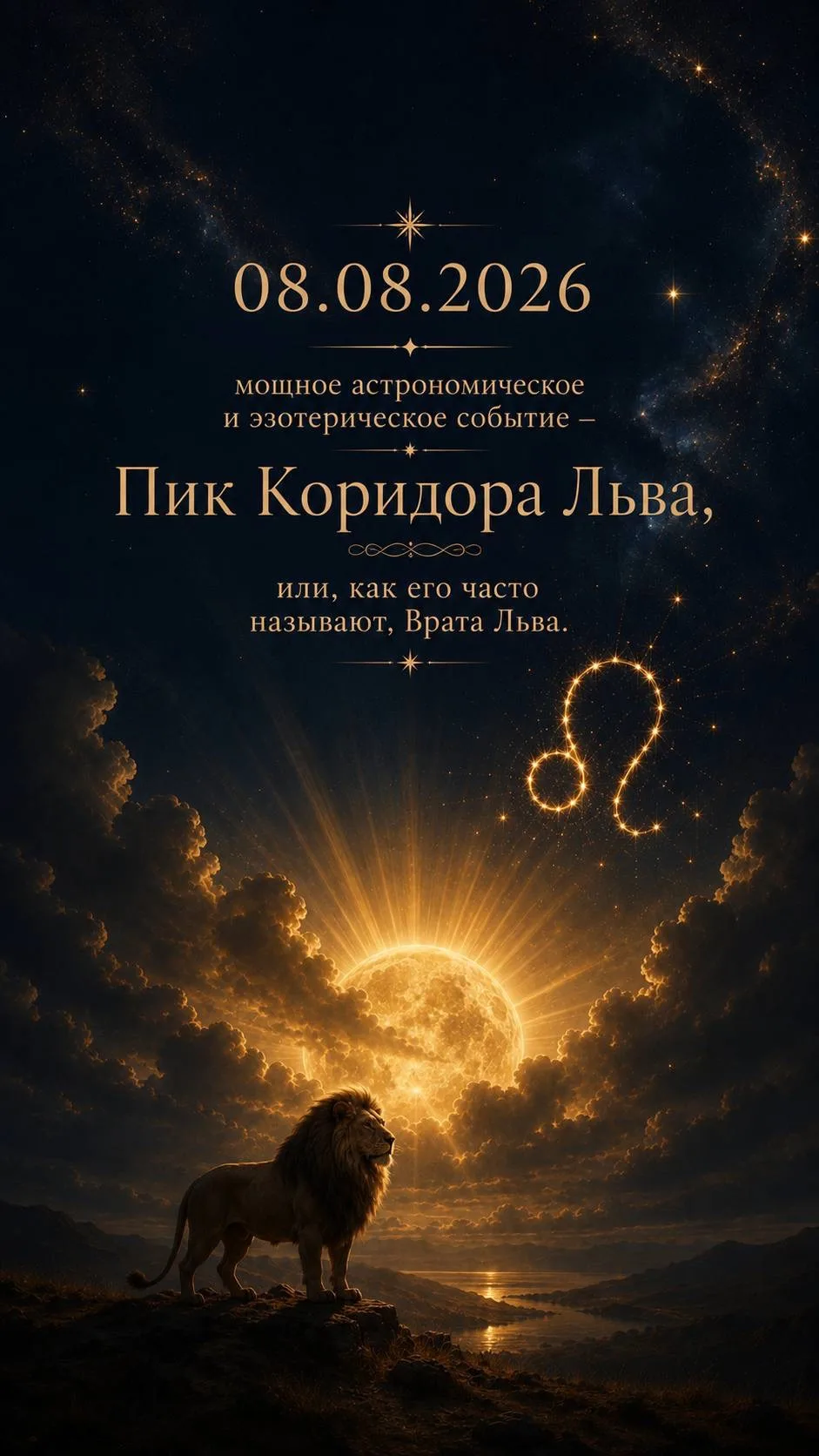 Девочки, 08.08.2026 открывается один из самых мощных энергетических порталов года - Врата Льва.🎨

С