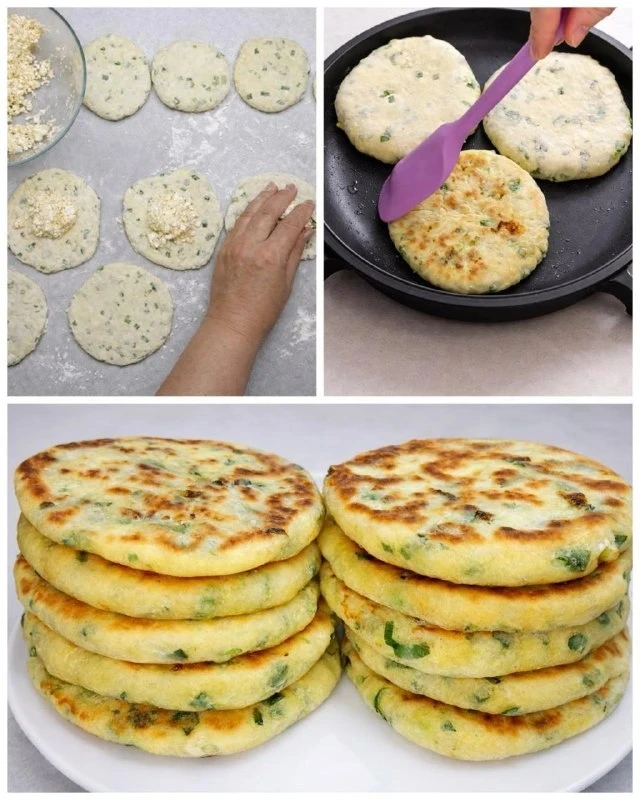 🥙 Пышные лепёшки на кефире с начинкой