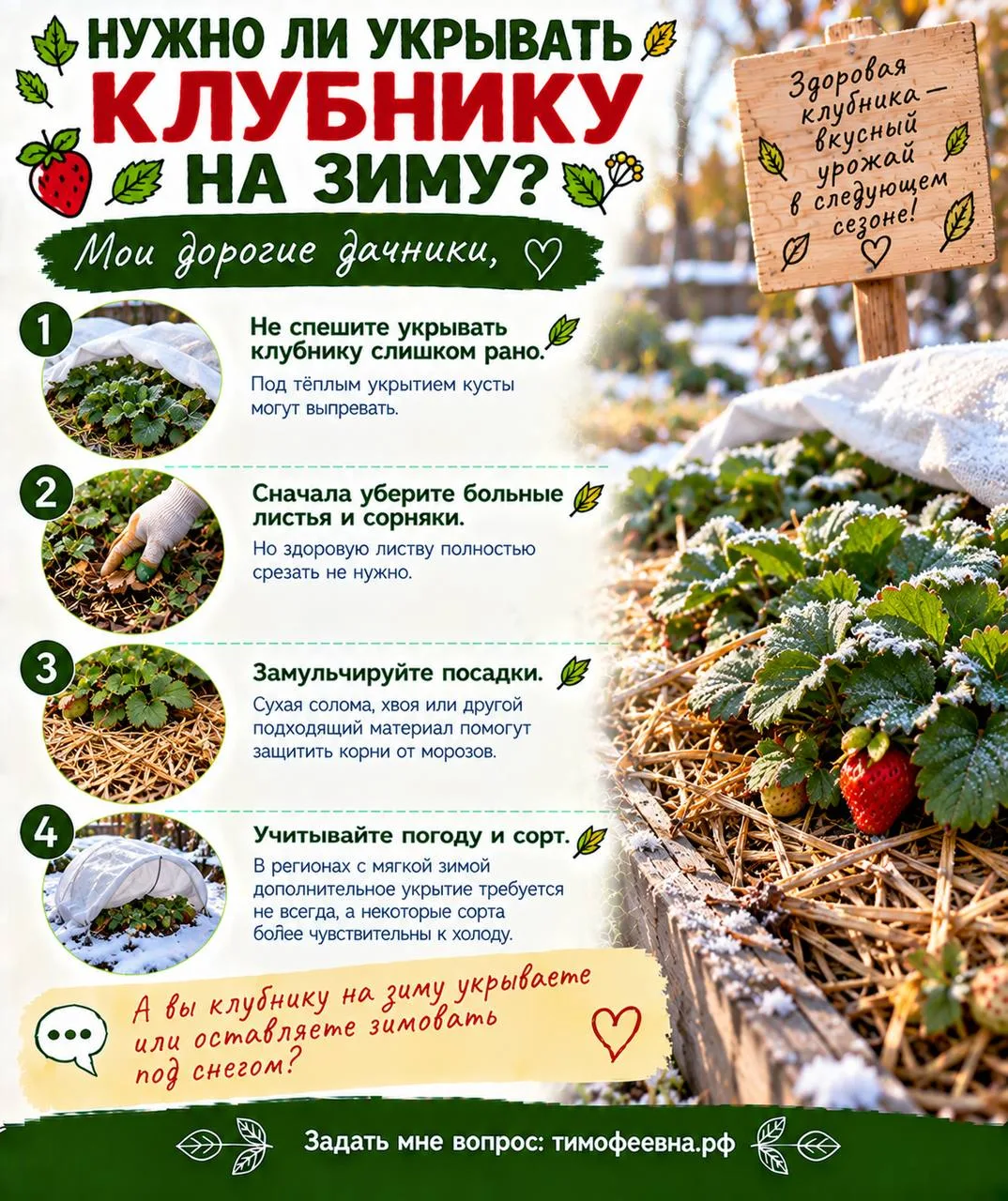 🍓 Нужно ли укрывать клубнику на зиму?