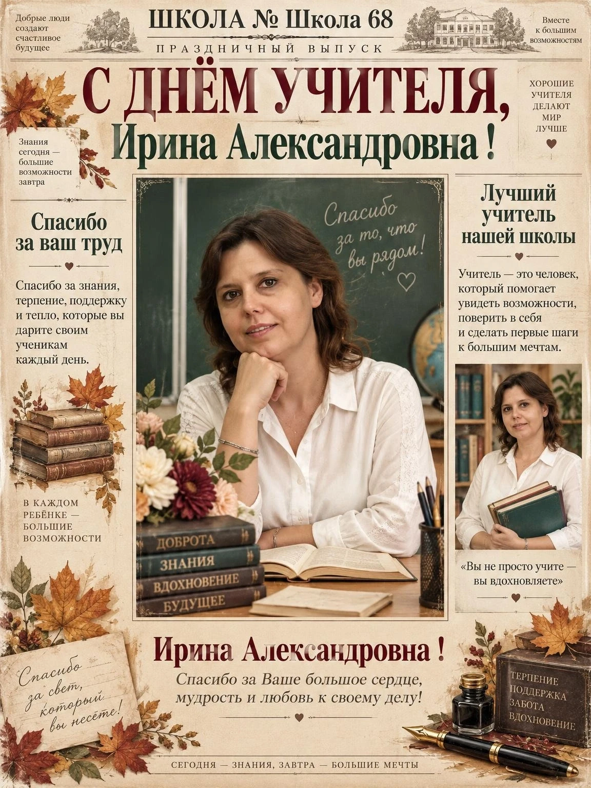Создано с помощью сервиса Праздничная газета ко Дню учителя