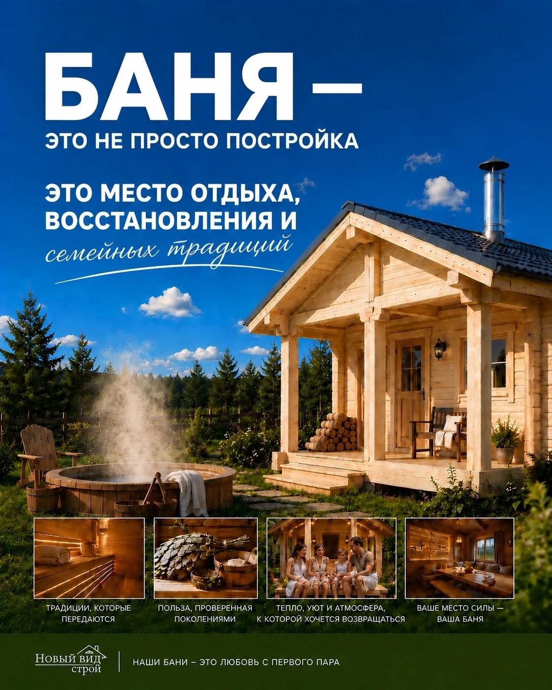 Баня — это не просто постройка 🧖‍♂️
Это место отдыха, восстановления и семейных традиций.

И главны
