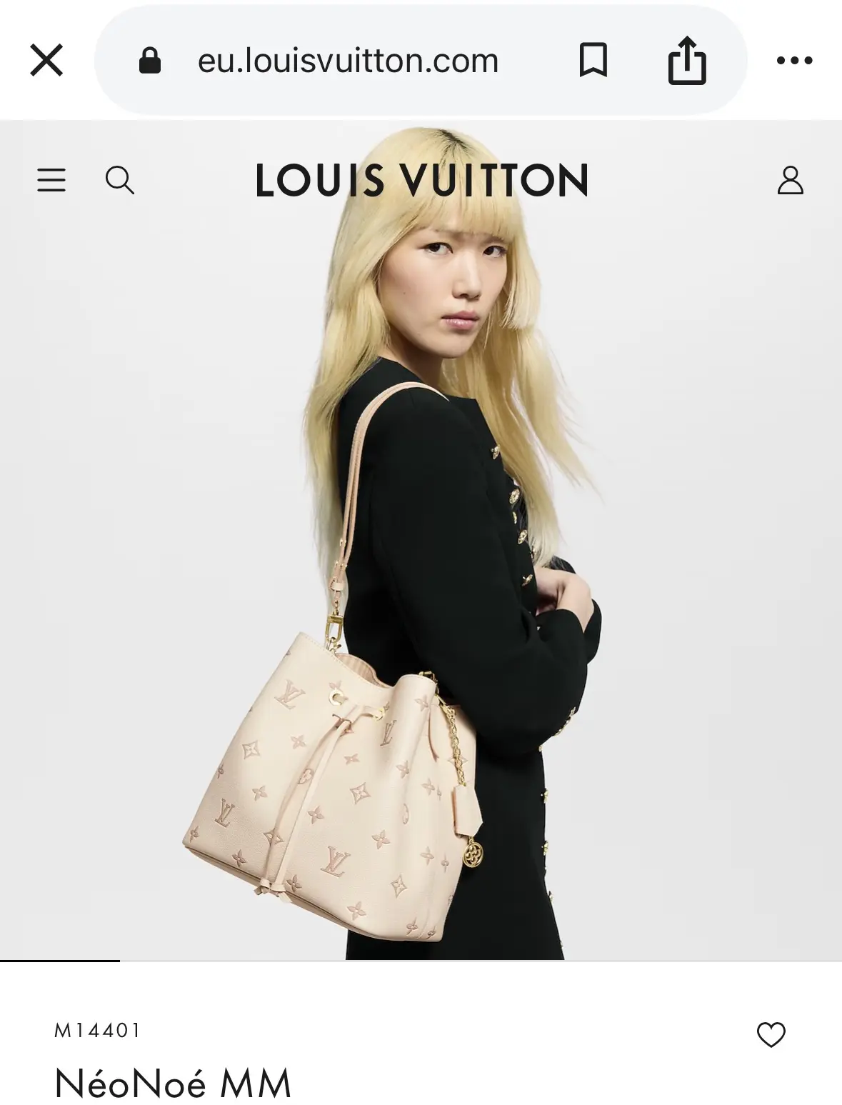 LV NéoNoé MM из зернистой кожи Monogram Empreinte в нежной расцветке Eden
-размер 26/26
-двойная кор