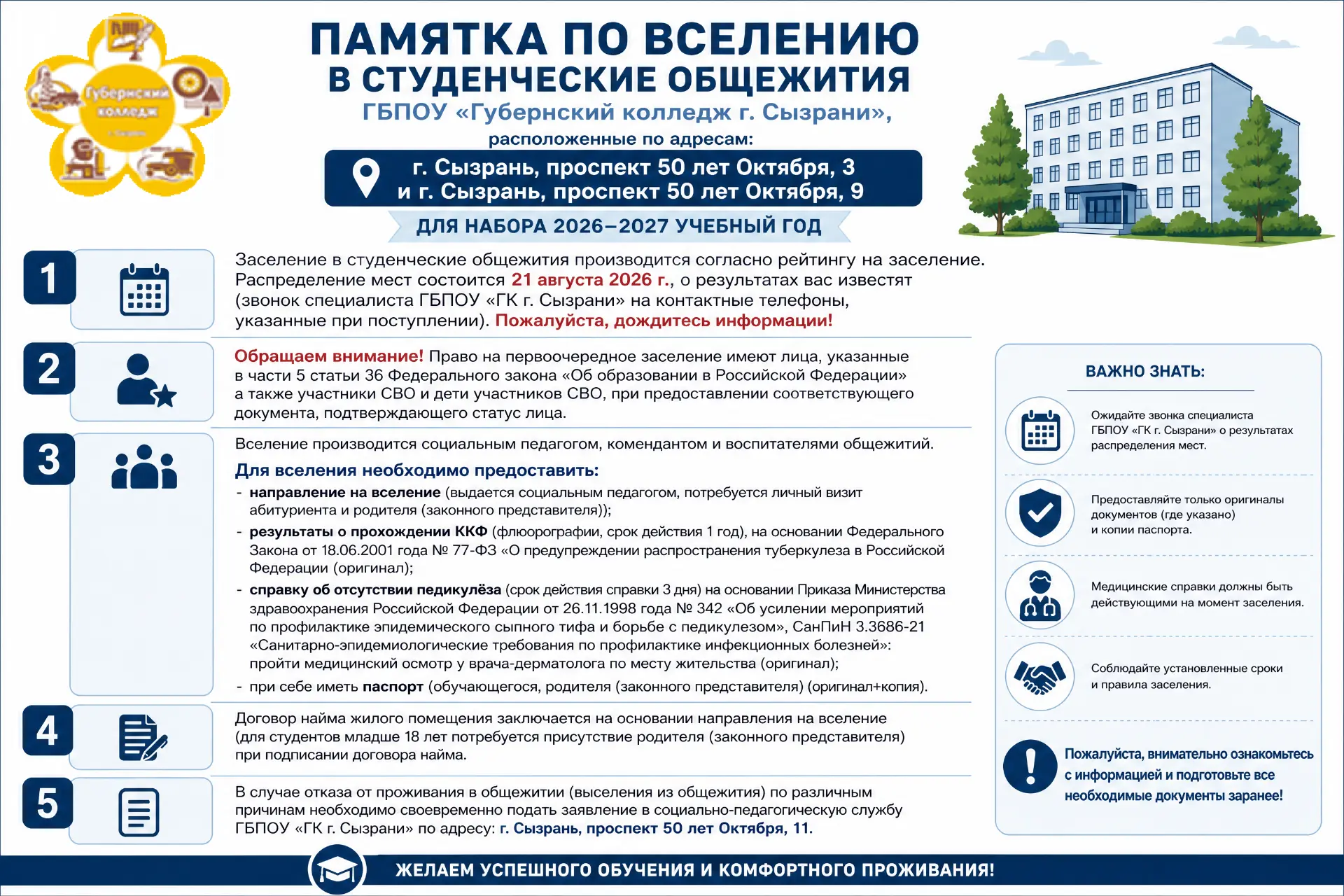 📍Адрес единой приемной комиссии ГБПОУ "Губернский колледж г. Сызрани": г. Сызрань, про...