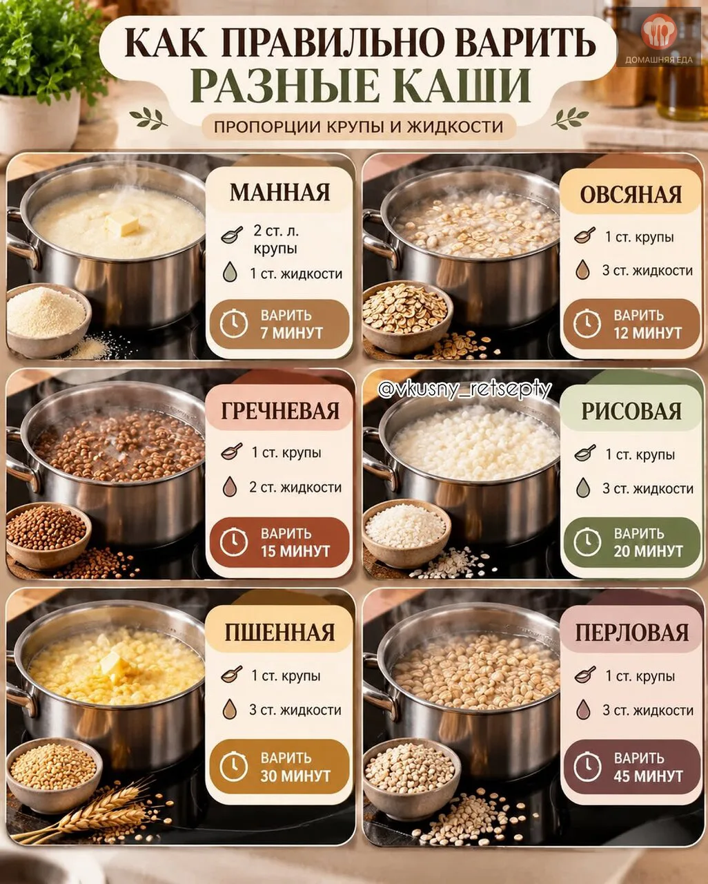 Как правильно варить каши 🥣 Сохраняйте шпаргалку!