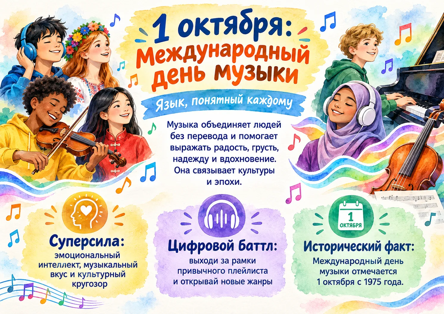 🎸1 октября. Международный День музыки! 🎼