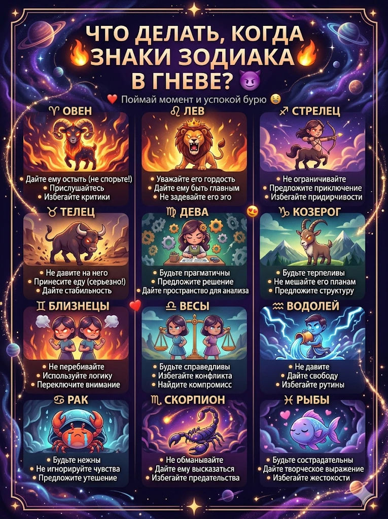 Что делать, когда знаки зодиака в гневе? 😈 

♈️ ОВЕН: перестать реагировать на гнев Овна и дать ему