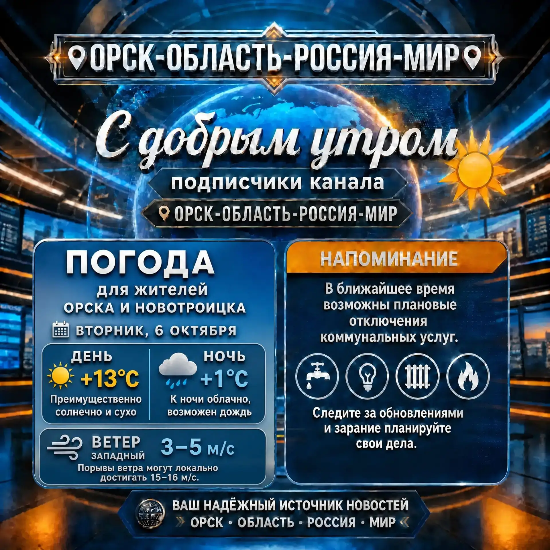 ☀️ Доброе утро, дорогие подписчики нашего канала 📌Орск-Область-Россия-Мир📌