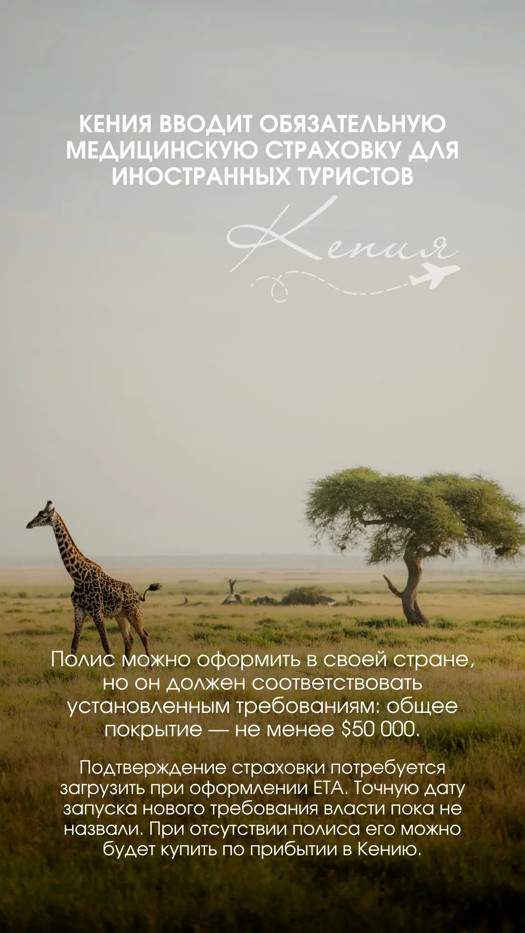🦒Кения вводит обязательную медицинскую страховку для иностранных туристов.

#новости