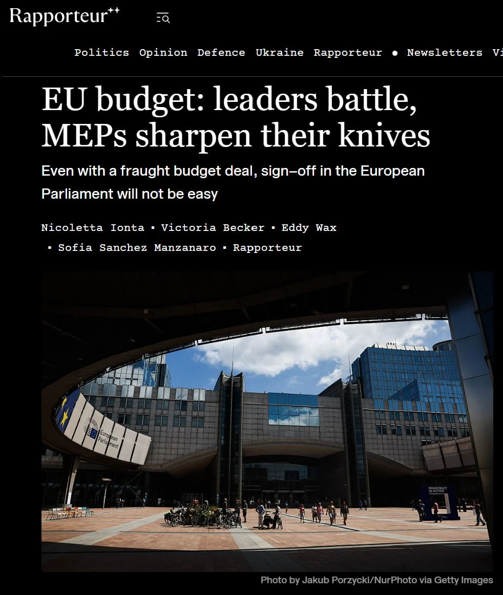 Европарламент может впервые в истории не утвердить бюджет объёмом около €2 трлн, сообща...