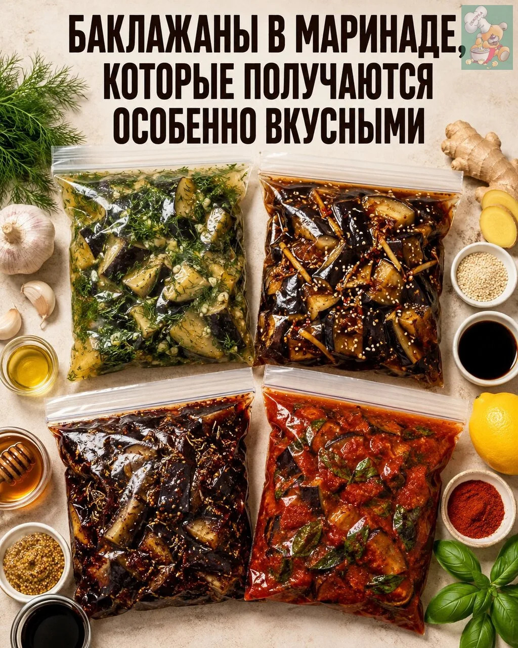 Баклажаны особенно хорошо раскрывают вкус в ароматных маринадах — от свежего чесночно-у...