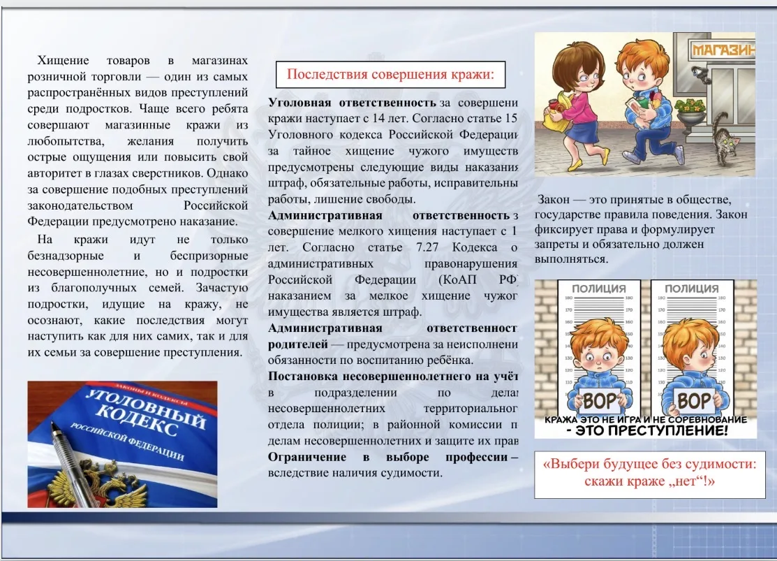 Последствия совершения кражи