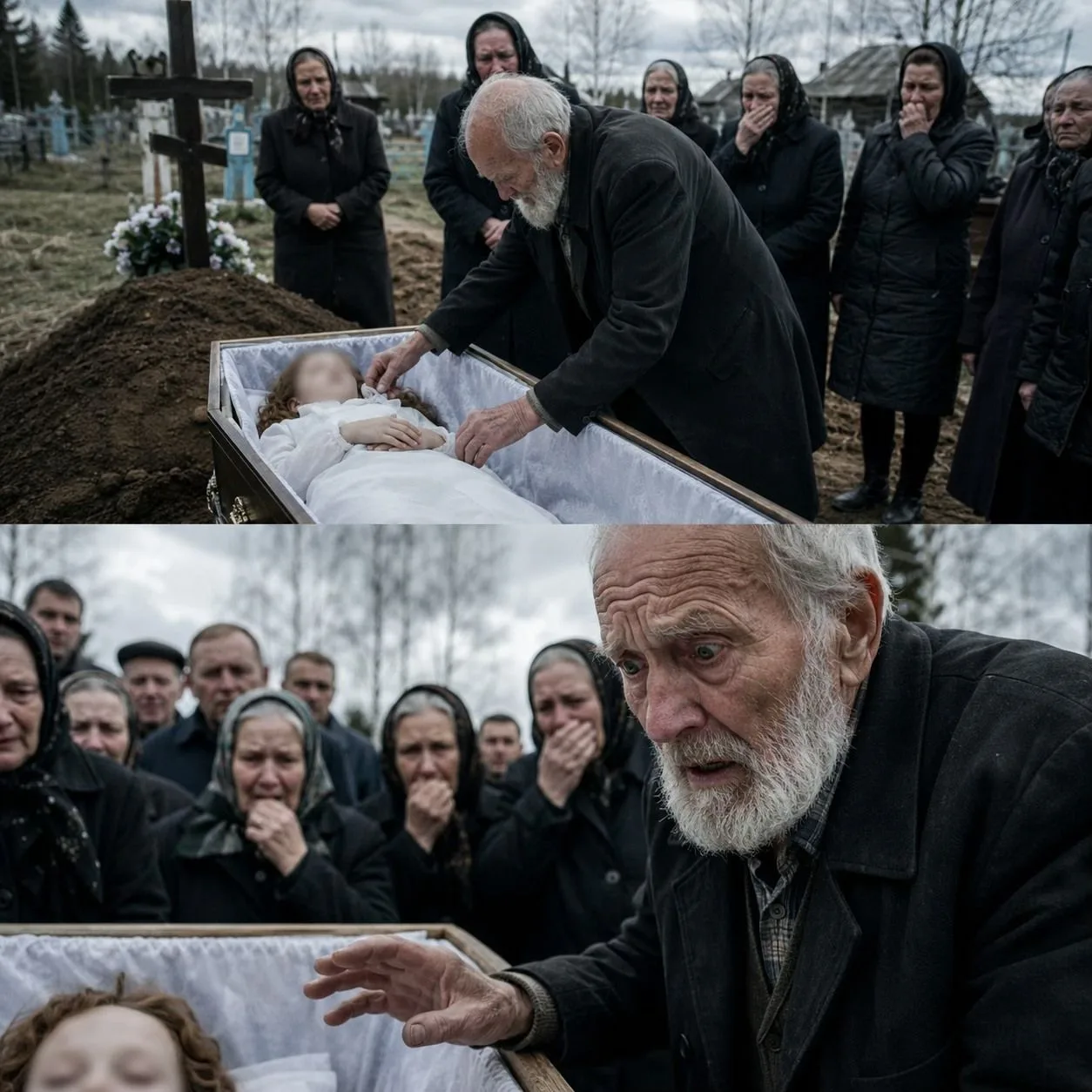На похоронах внучки 75-летний дедушка наклонился к гробу, чтобы осторожно поправить на ней платье. Н