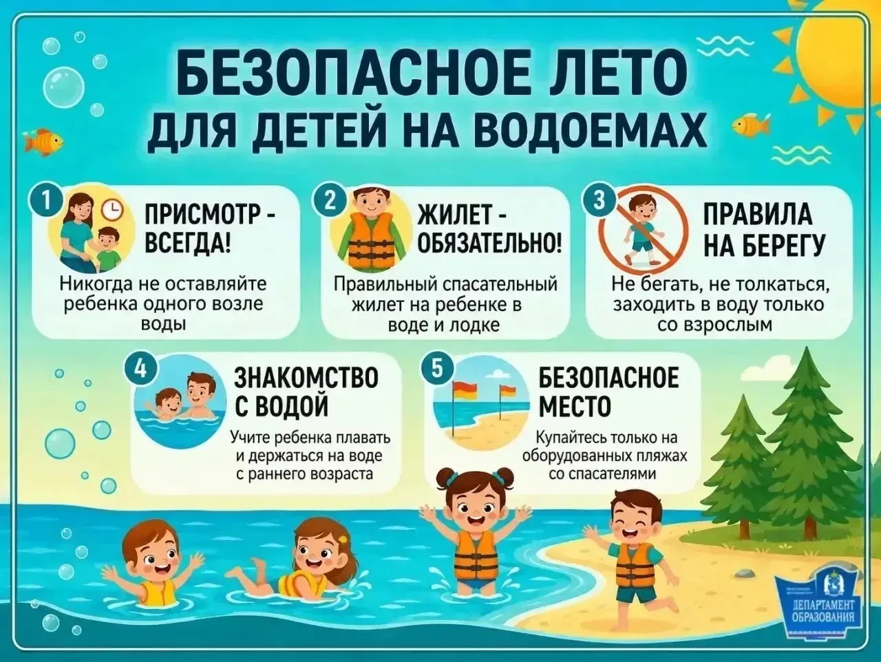 Уважаемые родители! Утопление занимает второе место среди летальных несчастных случаев с детьми посл