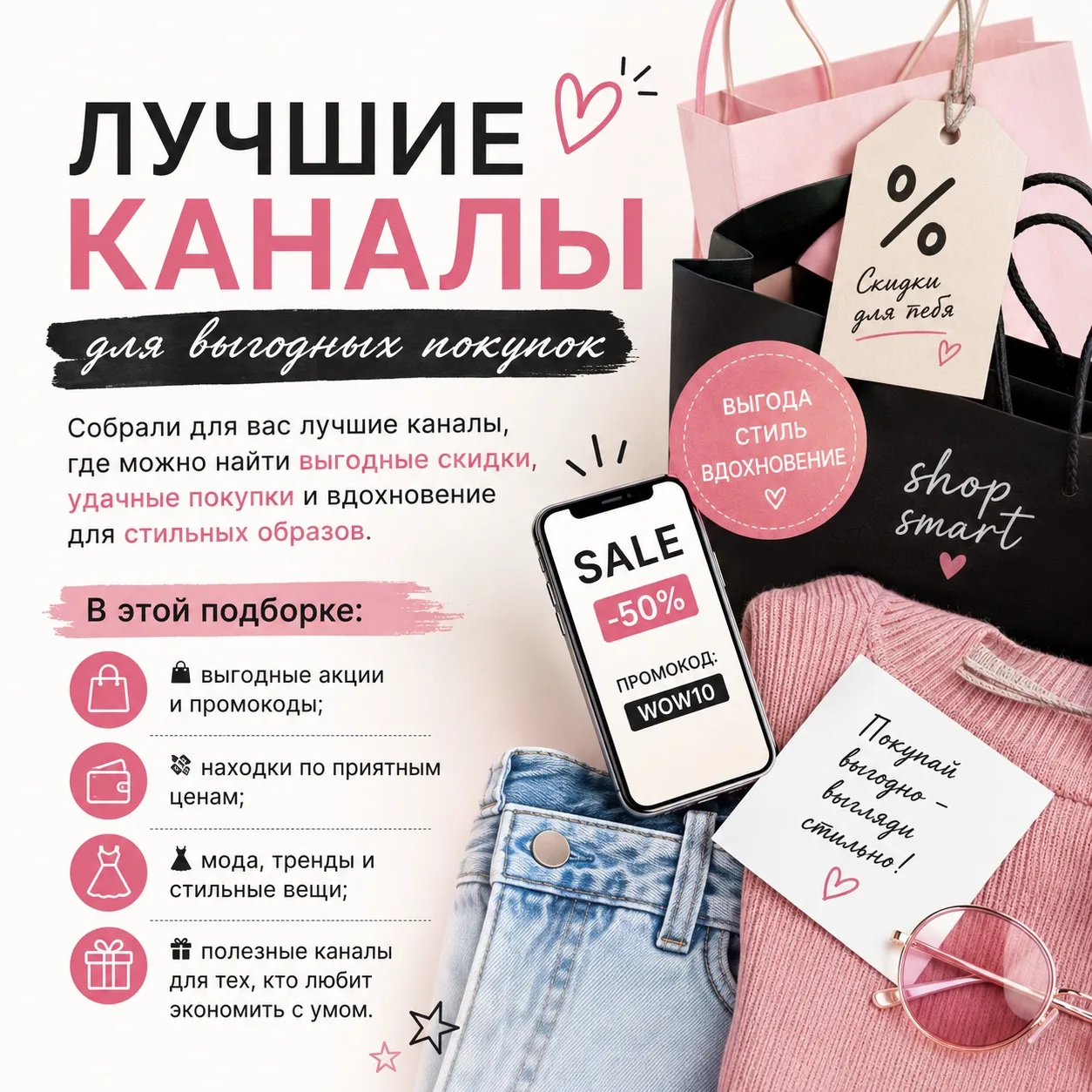 ✨ Собрали для вас лучшие МАХ-каналы, где можно найти выгодные скидки, удачные покупки и вдохновение 