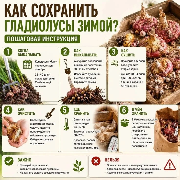 Как сохранить гладиолусы зимой? ❄️