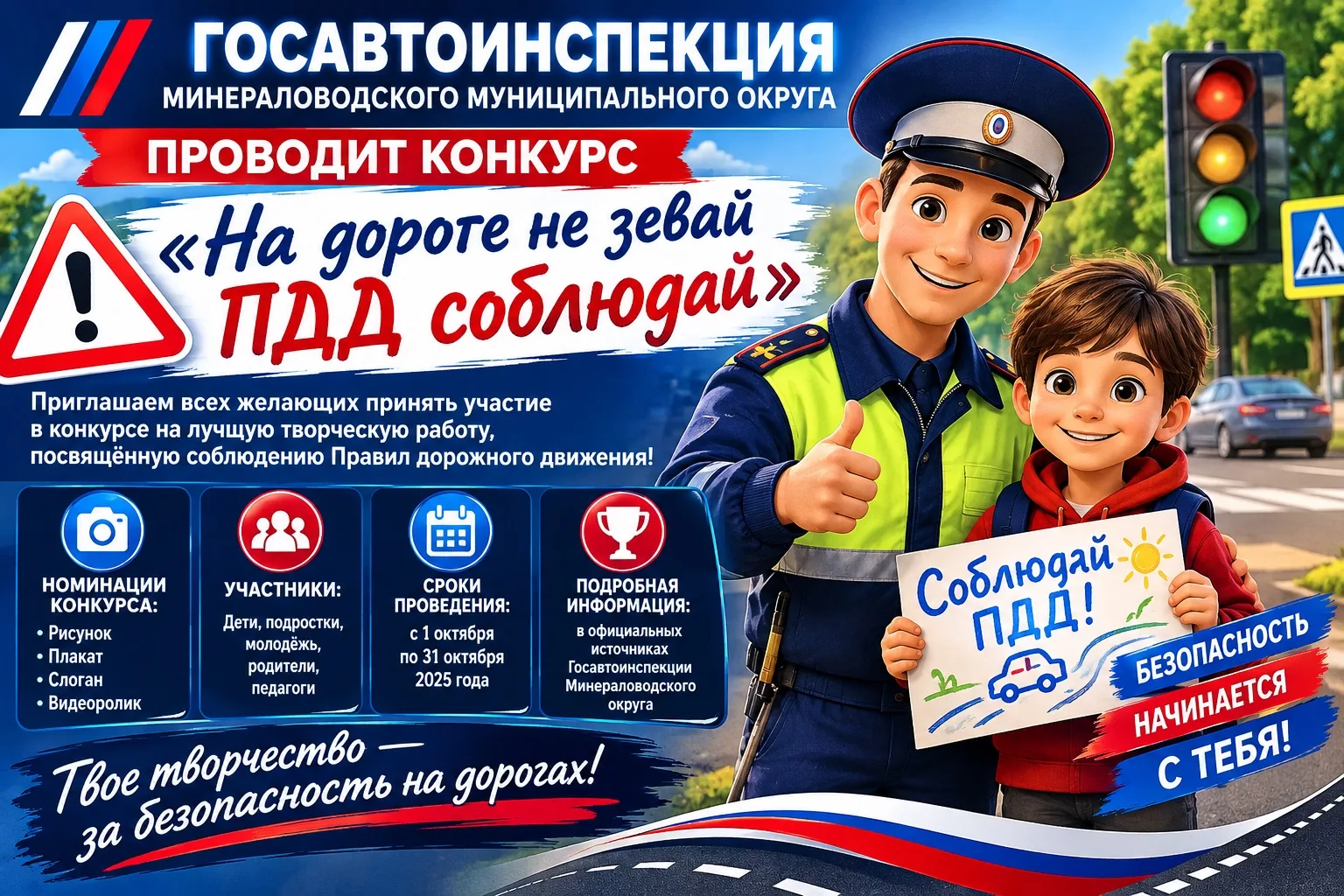 Госавтоинспекция Минераловодского округа объявляет о старте конкурса «На дороге не зева...