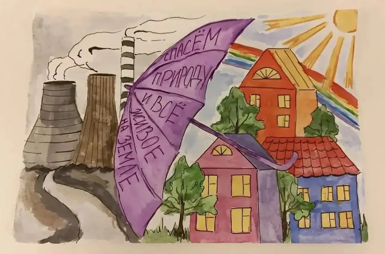 "Экологический зонтик"
Садикова Хадиса, 5 лет
ХМАО-Югра, г. Сургут 
#эковзгляд#эколята86#экология_и_