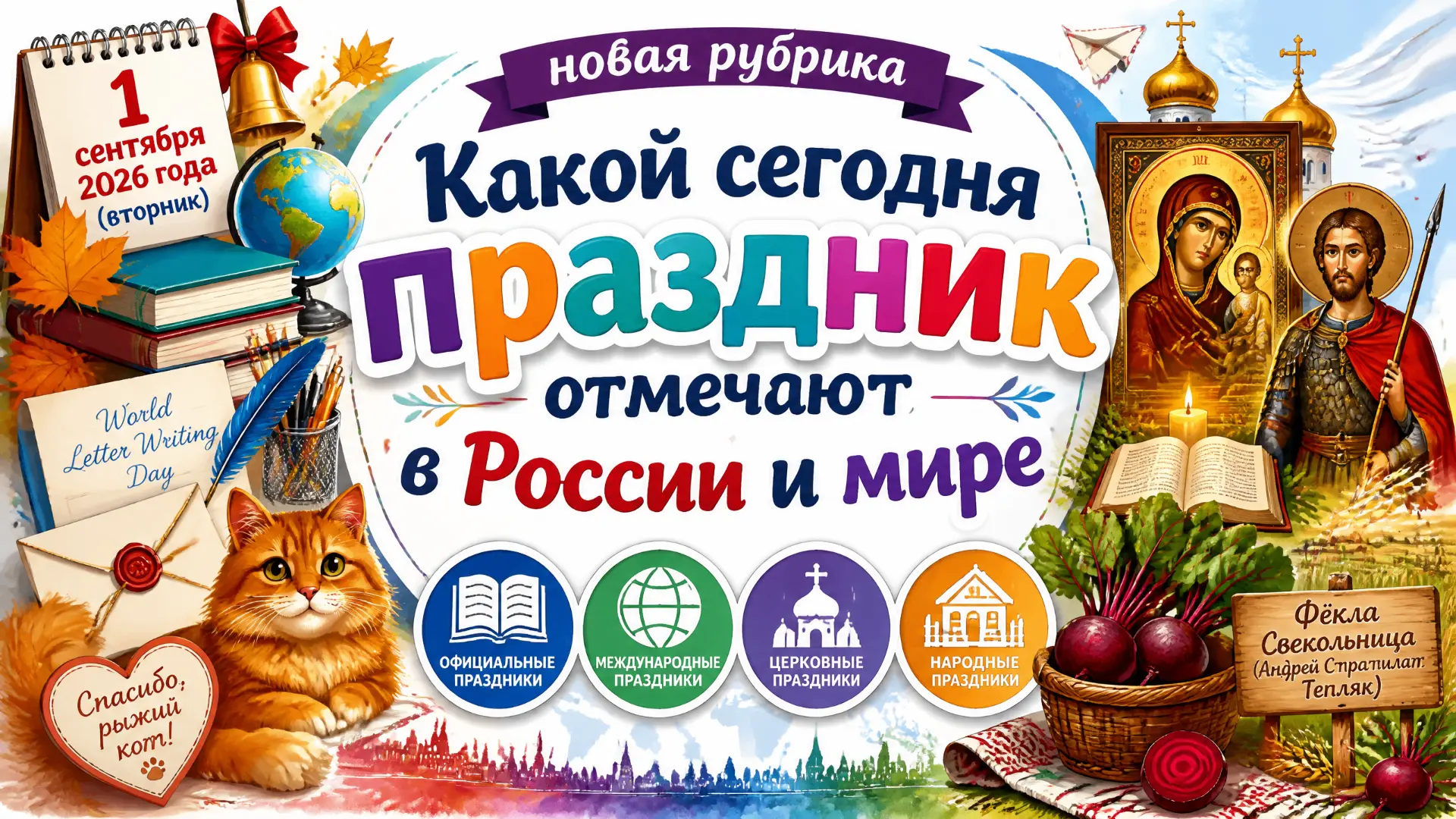 1 сентября 2026 года (вторник) отмечается несколько праздников — официальных, неофициал...