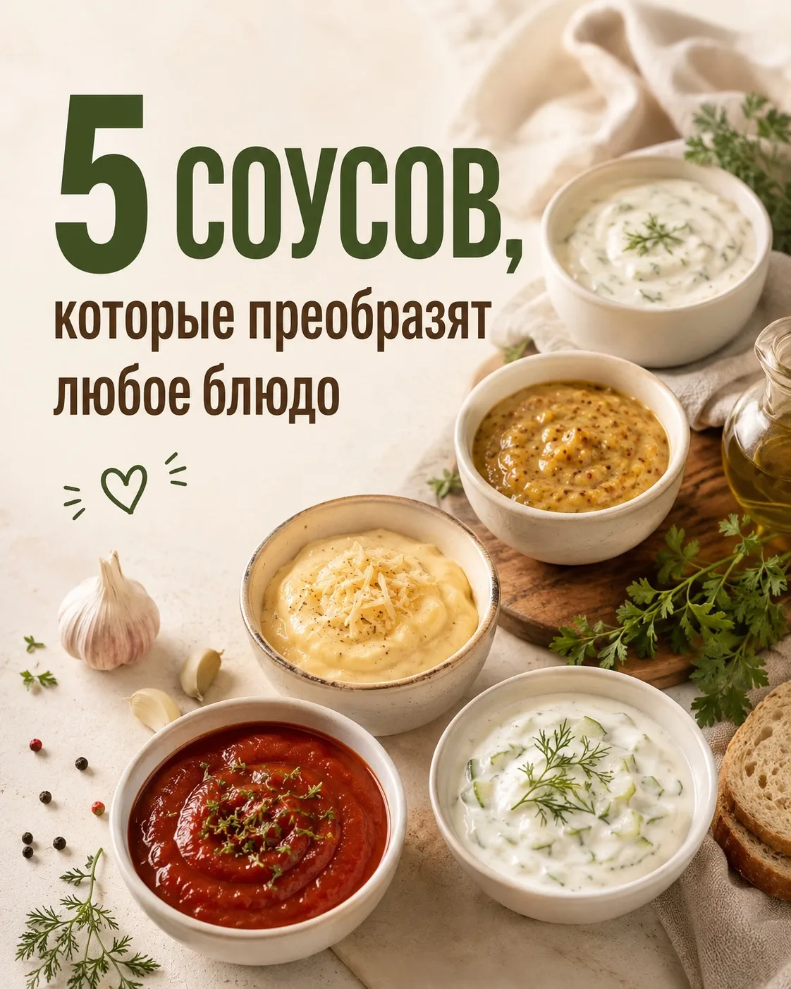 5 простых соусов, которые сделают гораздо вкуснее даже самое обычное блюдо. Их можно сд...