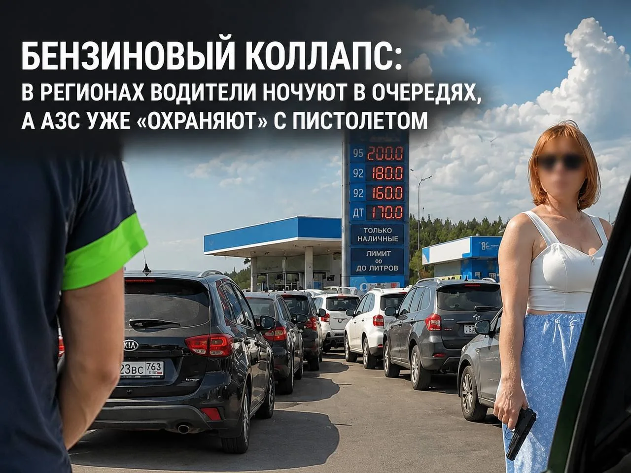 Бензиновый коллапс: в регионах водители ночуют в очередях, а АЗС уже «охраняют» с писто...