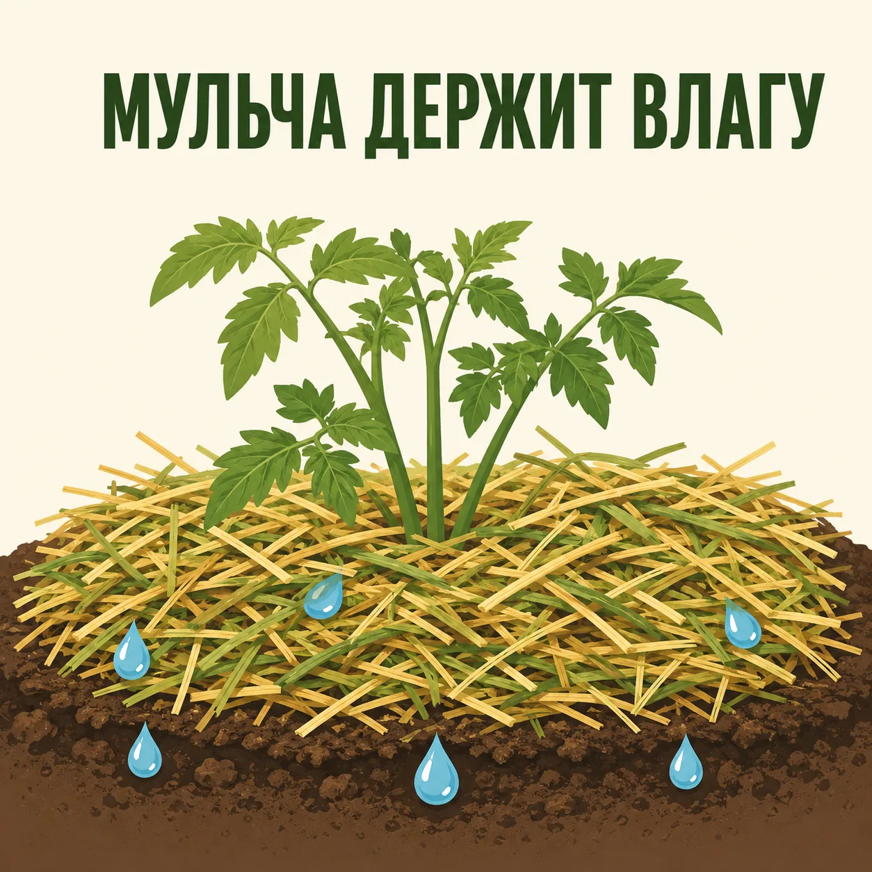 🌾 Замульчируй грядки и забудь про лейку