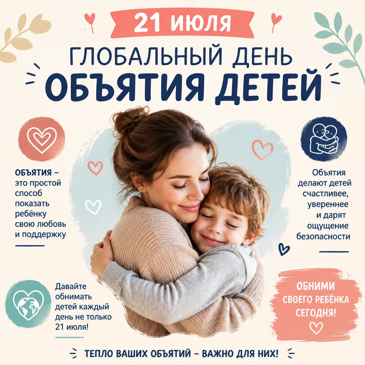 ❤️ 21 июля — Глобальный день объятий детей! ❤️

21 июля во всём мире отмечается Глобальный день объя