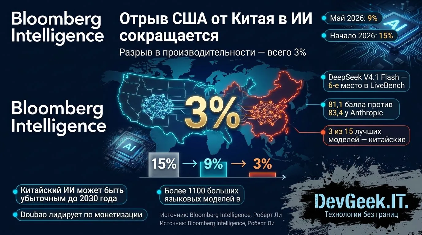 Китай вплотную подобрался к США в ИИ: разрыв всего 3%, но прибыли по-прежнему нет