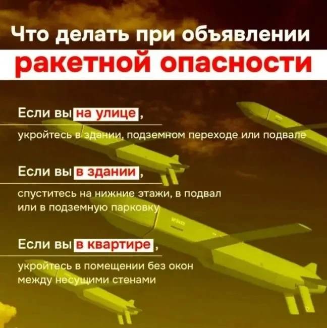 ‼Сигнал «Ракетная опасность» в Удмуртии означает прямую и срочную угрозу воздушного нападения с прим