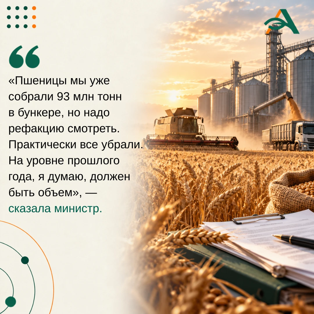 🔸 Урожай пшеницы ожидается на уровне прошлого года, госзакупки — с конца октября