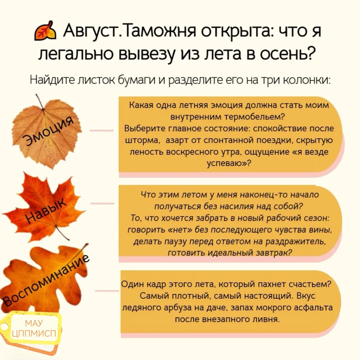 🍂 Август. Таможня открыта: что я легально вывезу из лета в осень? (практика на 5 минут)