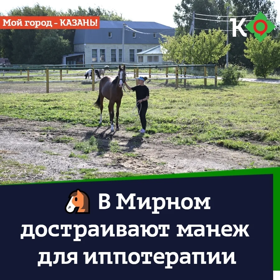 🐴 В Мирном достраивают манеж для иппотерапии