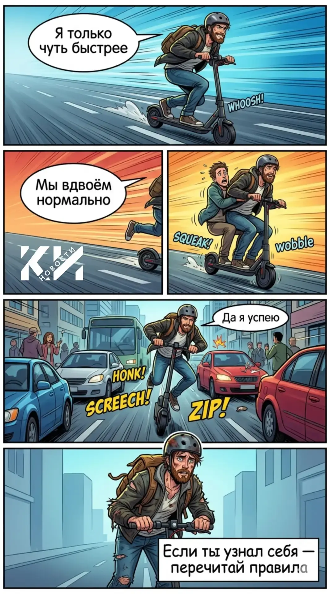 🛴 Чем теплее на улице, тем больше самокатчиков  Самое время напомнить базовые правила безопасности (