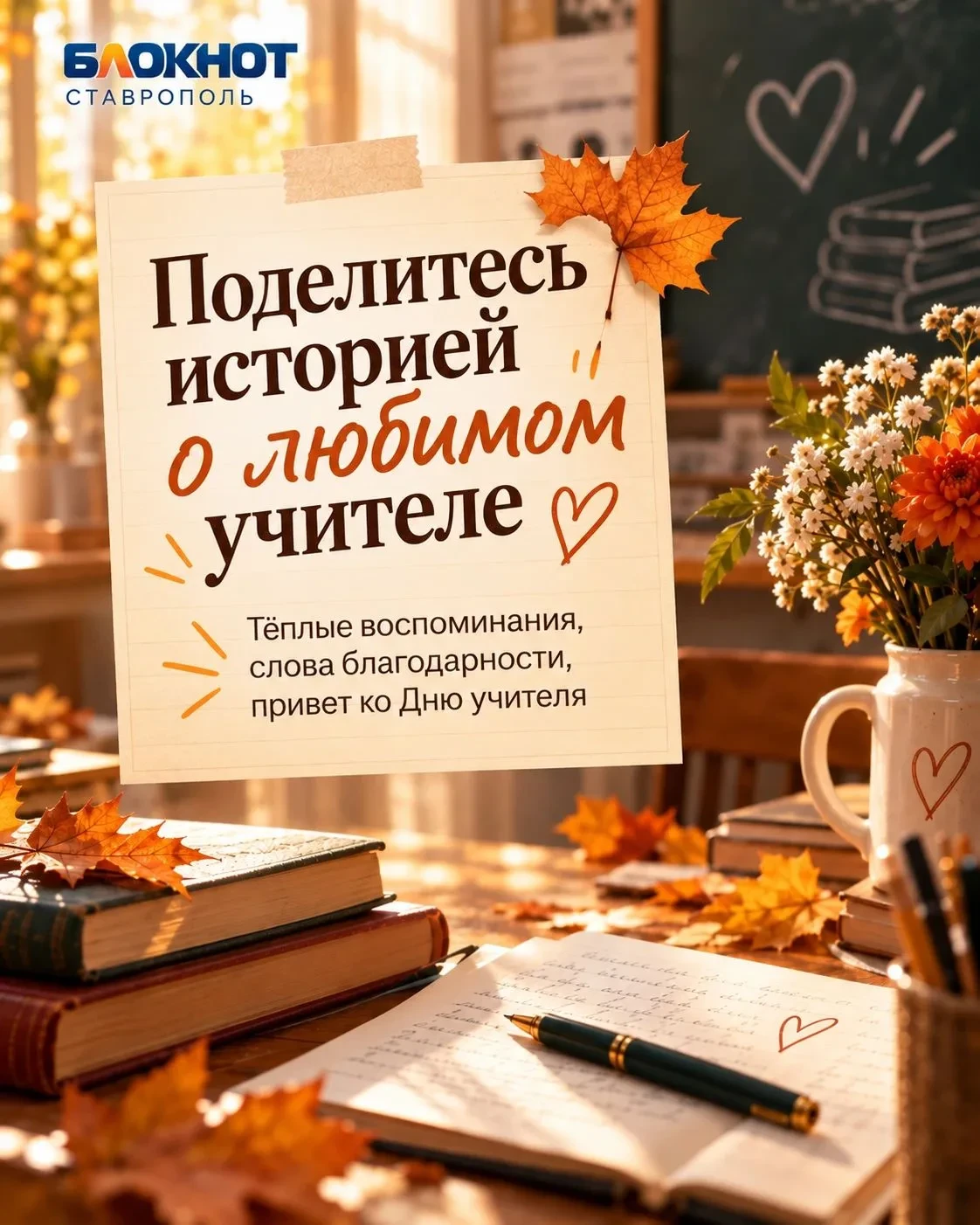 «Блокнот Ставрополь» собирает добрые истории о педагогах ко Дню учителя