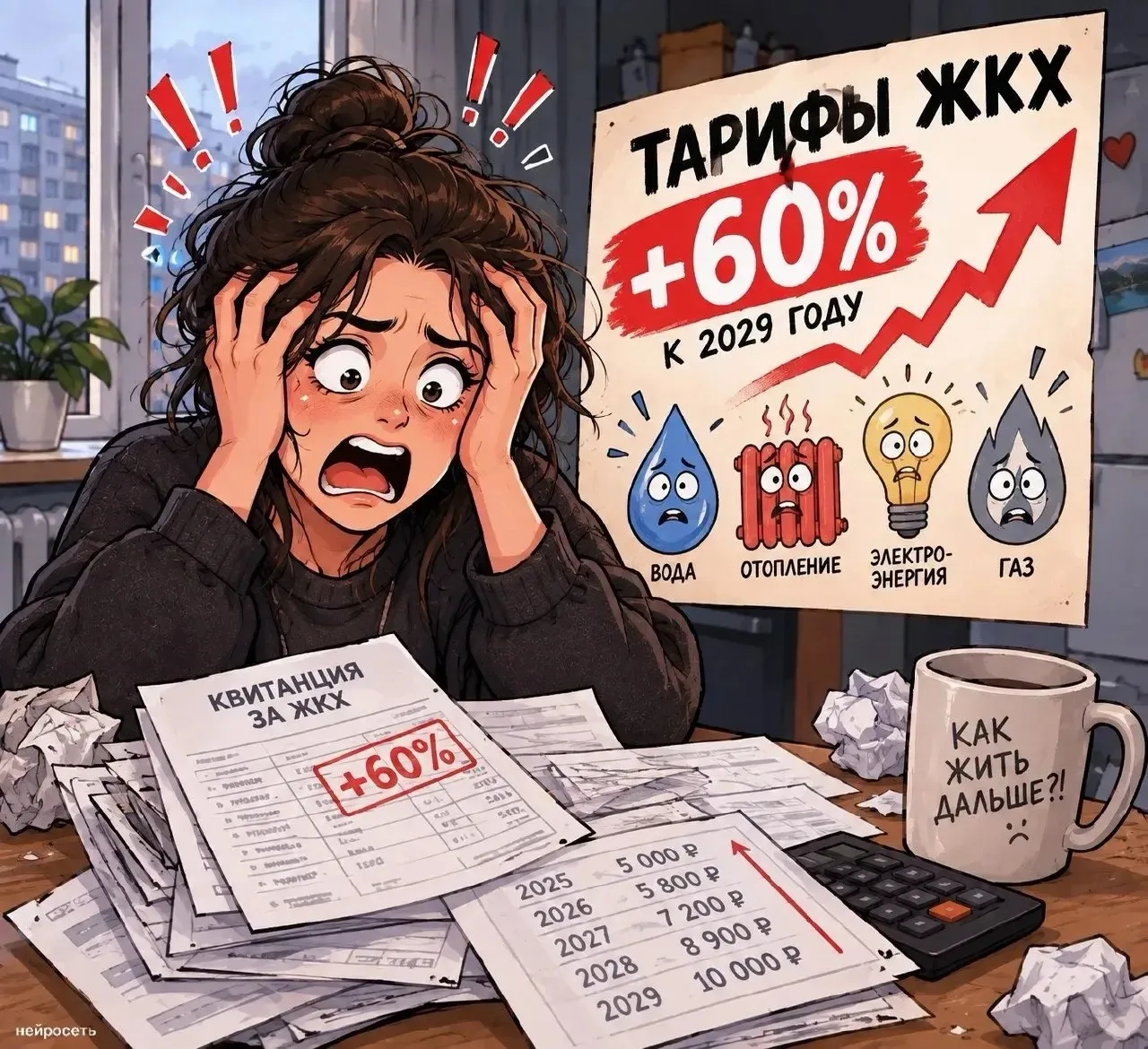 😨 Тарифы ЖКХ в России взлетят на 60% к 2029 году
