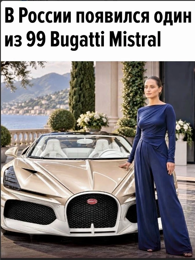 В России зарегистрировали редчайший Bugatti W16 Mistral — это первый новый автомобиль м...