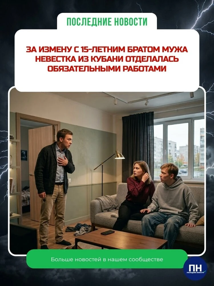 🤯 Жительницу Кубани осудили за инт*мную связь с 15-летним братом собственного мужа.