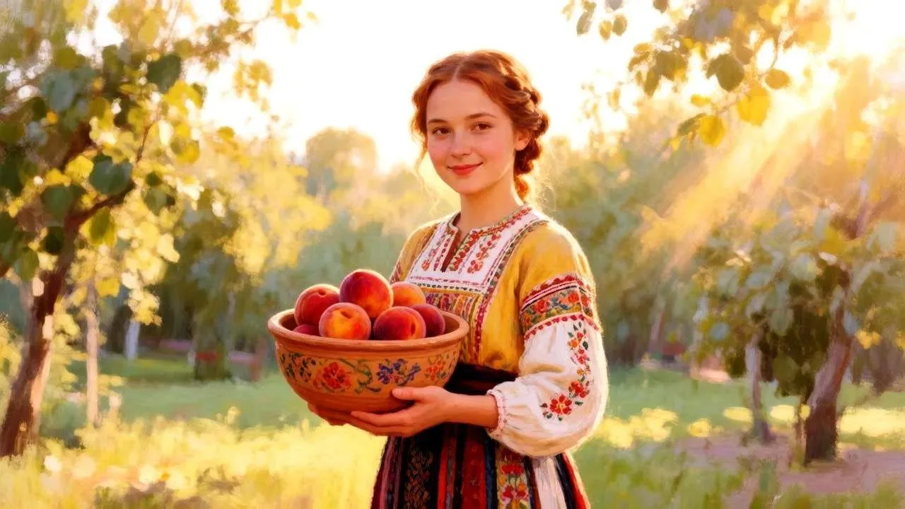 Нынче в гости до дивчины
Я поутру завернул. 
На румяны нектарины
Завороженно взглянул. 

А она в отв