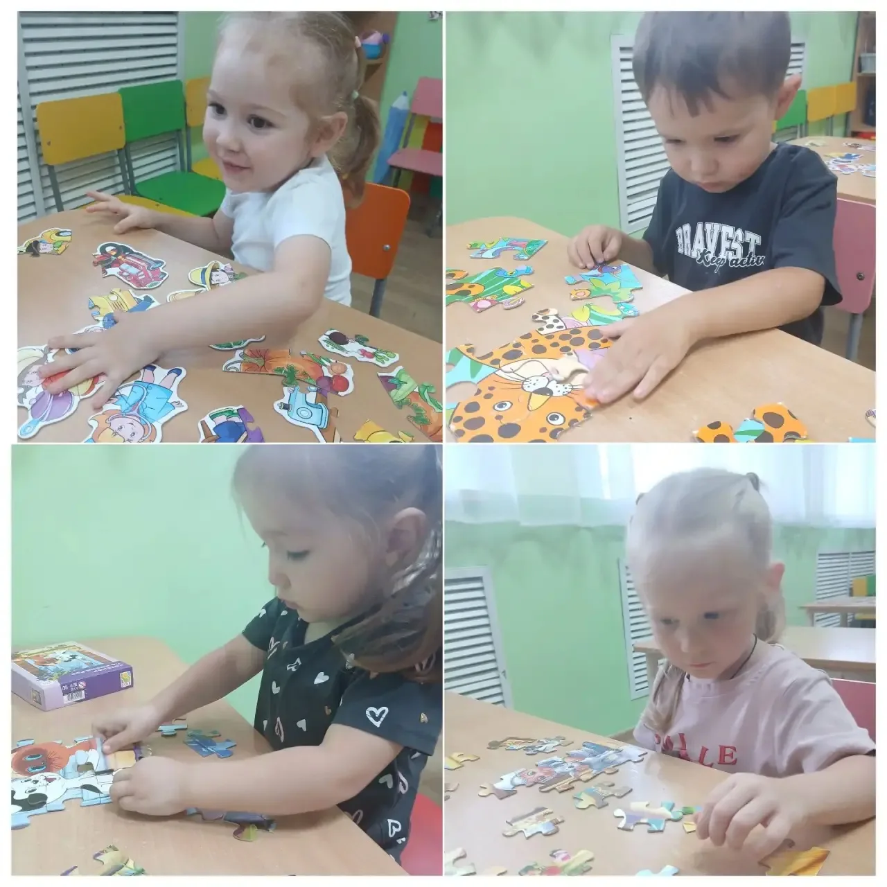 Любители собирать пазлы😊. Младшая группа